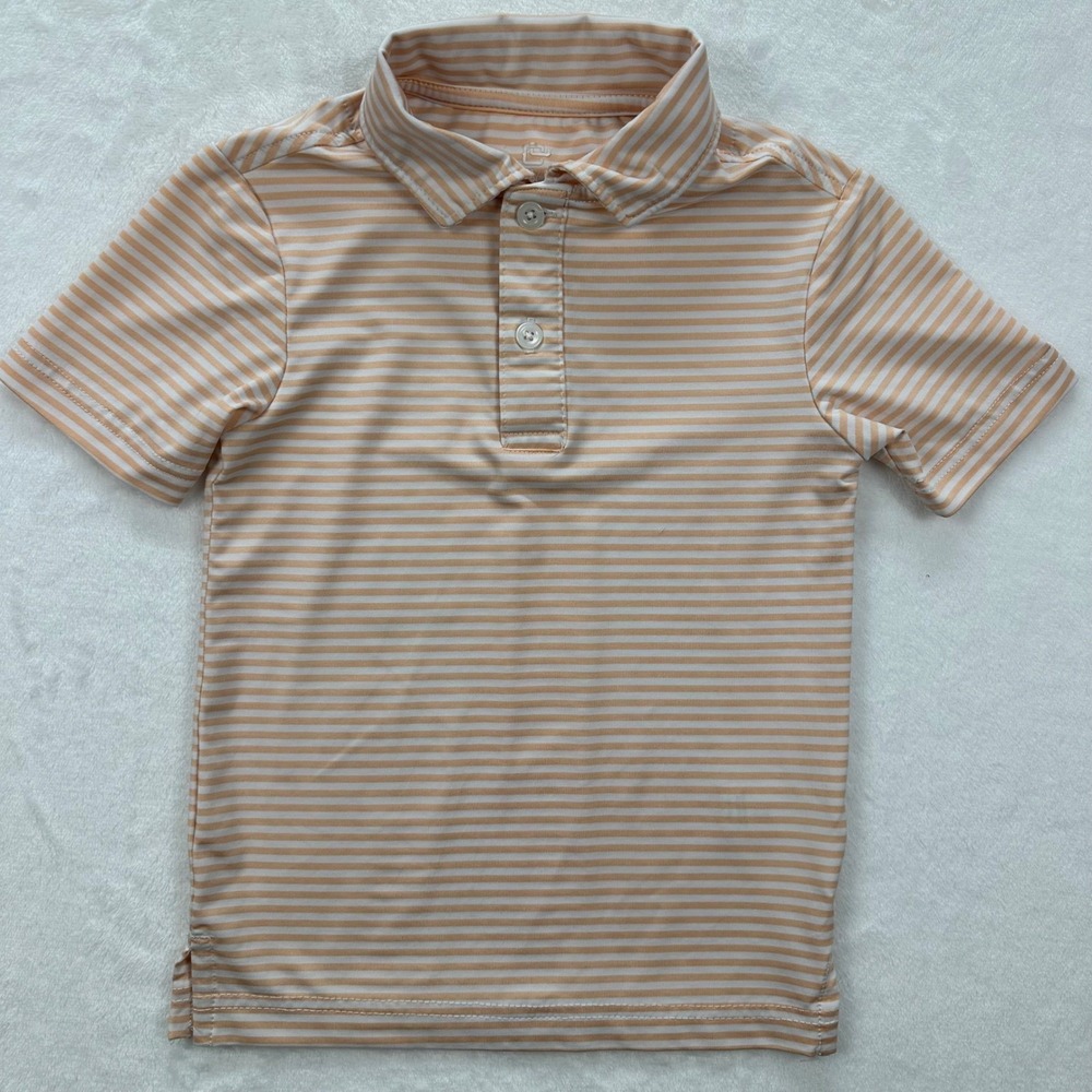 Class Club Boys 2/3 Striped Polo Shirt Short Sleeve Orange White Casual
